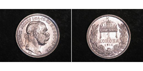 1 Krone Imperio austrohúngaro (1867-1918) Plata Franz Joseph I (1830 - 1916)