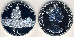 1 Krone Isla de Man Plata Isabel II (1926-2022)