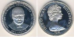 1 Krone Isla de Man Plata Isabel II (1926-2022)