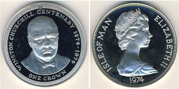1 Krone Isla de Man Plata Isabel II (1926-2022)