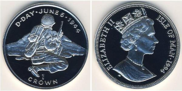 1 Krone Isla de Man Plata 