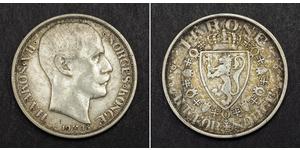 1 Krone Noruega (1905 - ) Plata Haakon VII de Noruega (1872 - 1957)