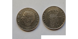 1 Krone Suecia Plata Gustavo VI Adolfo de Suecia (1882 - 1973)