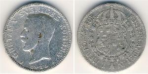 1 Krone Suecia Plata Gustavo V de Suecia (1858 - 1950)