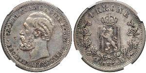 1 Krone United Kingdoms of Sweden and Norway (1814-1905) Plata Óscar II de Suecia (1829-1907)