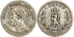 1 Krone United Kingdoms of Sweden and Norway (1814-1905) Plata Óscar II de Suecia (1829-1907)