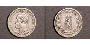 1 Krone United Kingdoms of Sweden and Norway (1814-1905) Plata Óscar II de Suecia (1829-1907)