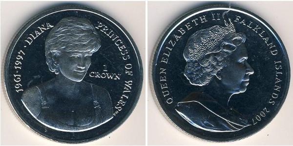 1 Krone Isole Falkland Rame Elisabetta II (1926-2022)