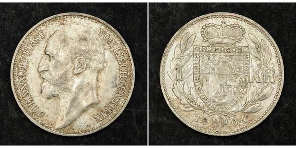 1 Krone Liechtenstein Silber Johann II, Prince of Liechtenstein (1840-1929)