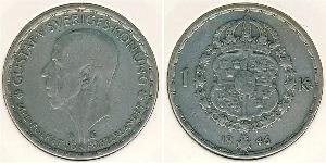 1 Krone Schweden Silber Gustav V. (Schweden) (1858 - 1950)