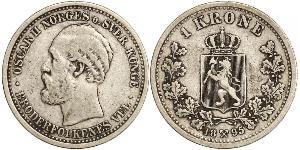 1 Krone United Kingdoms of Sweden and Norway (1814-1905) Silber Oskar II. (Schweden) (1829-1907)