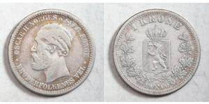 1 Krone United Kingdoms of Sweden and Norway (1814-1905) Silber Oskar II. (Schweden) (1829-1907)