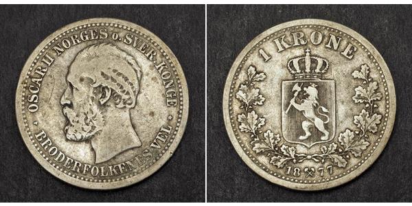 1 Krone United Kingdoms of Sweden and Norway (1814-1905) Silber Oskar II. (Schweden) (1829-1907)