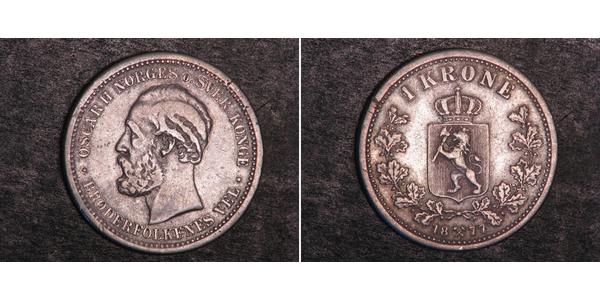 1 Krone United Kingdoms of Sweden and Norway (1814-1905) Silber Oskar II. (Schweden) (1829-1907)