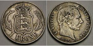 1 Krone Denmark Silver Christian IX of Denmark (1818-1906)