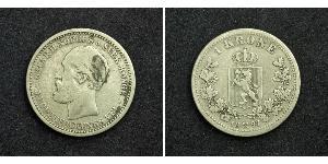 1 Krone United Kingdoms of Sweden and Norway (1814-1905) Silver Oscar II of Sweden (1829-1907)