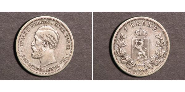 1 Krone United Kingdoms of Sweden and Norway (1814-1905) Silver Oscar II of Sweden (1829-1907)