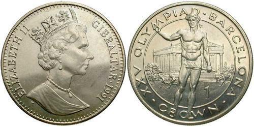 1 Krone Gibilterra  Elisabetta II (1926-2022)