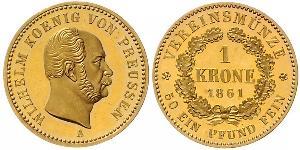 1 Krone 普魯士王國 (1701 - 1918) 金 威廉一世 (德国)