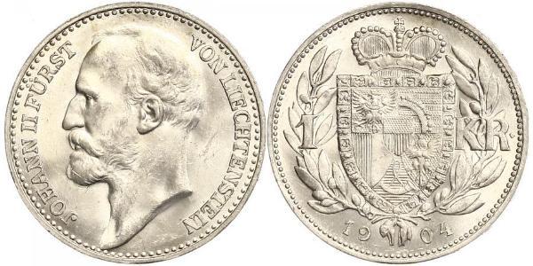 1 Krone Liechtenstein 銀 Johann II, Prince of Liechtenstein (1840-1929)