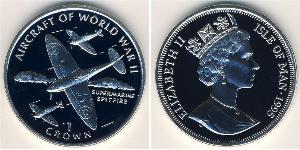1 Krone 曼島 銀 伊丽莎白二世 (1926-2022)