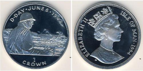 1 Krone 曼島 銀 伊丽莎白二世 (1926-2022)