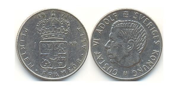 1 Krone 瑞典 銀 古斯塔夫六世·阿道夫 (1882 - 1973)