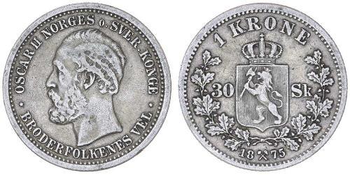 1 Krone 瑞典－挪威联盟 (1814 - 1905) 銀 奧斯卡二世 (1829-1907)
