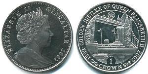1 Krone Gibraltar 銅/镍 伊丽莎白二世 (1926-2022)