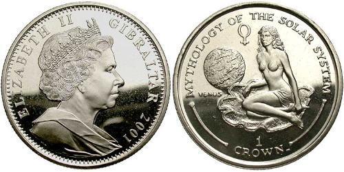 1 Krone Gibraltar 銅/镍 伊丽莎白二世 (1926-2022)