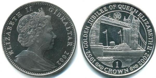 1 Krone Gibraltar 銅/镍 伊丽莎白二世 (1926-2022)
