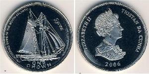 1 Krone 特里斯坦-达库尼亚 銅/镍 伊丽莎白二世 (1926-2022)