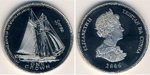 1 Krone 特里斯坦-达库尼亚 銅/镍 伊丽莎白二世 (1926-2022)