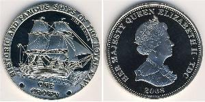1 Krone 特里斯坦-达库尼亚 銅/镍 伊丽莎白二世 (1926-2022)