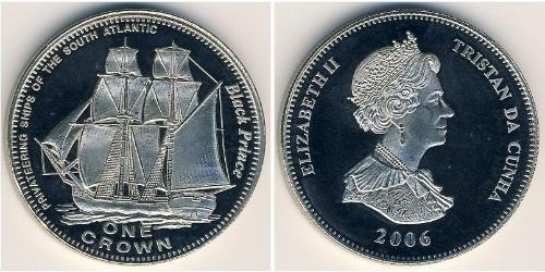1 Krone 特里斯坦-达库尼亚 銅/镍 伊丽莎白二世 (1926-2022)