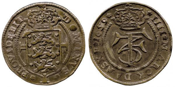 1 Krone / 4 Mark Danemark Argent Frédéric III de Danemark (1609 -1670)