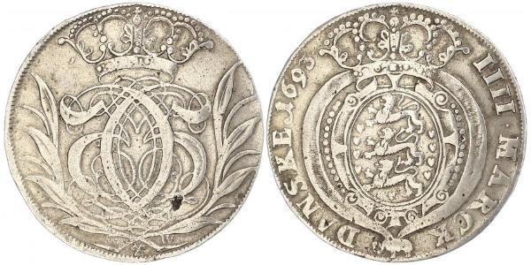 1 Krone / 4 Mark Danemark Argent 