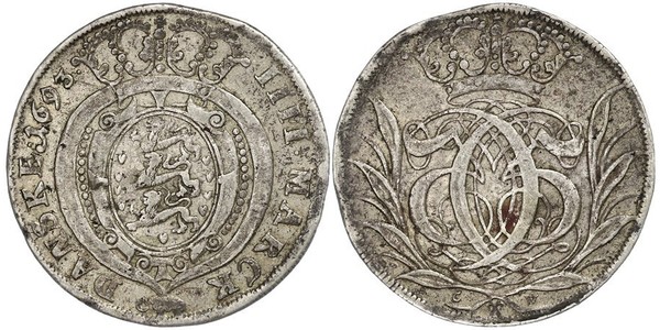 1 Krone / 4 Mark Danemark Argent 