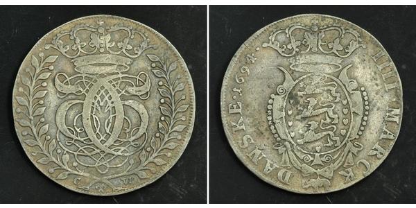 1 Krone / 4 Mark Danemark Argent 