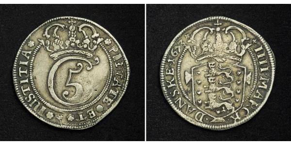 1 Krone / 4 Mark Denmark Silver 