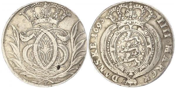1 Krone / 4 Mark 丹麦 銀 