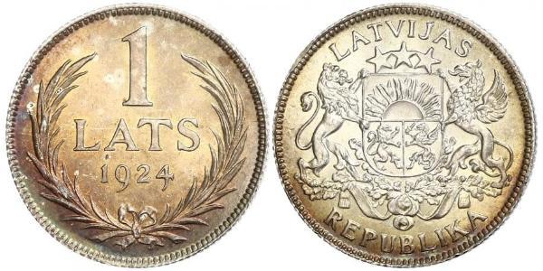 1 Lats Latvia Silver 