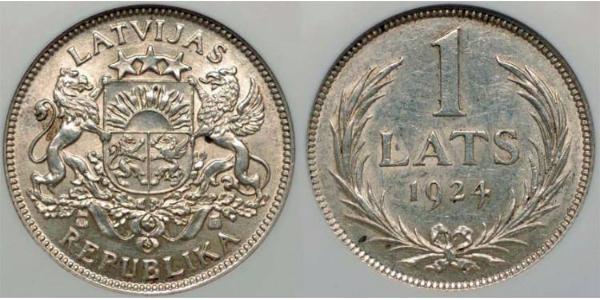 1 Lats Latvia Silver 