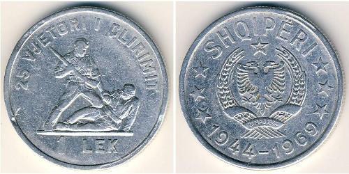 1 Lek Sozialistische Volksrepublik Albanien (1944 - 1992) Aluminium 