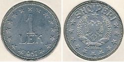 1 Lek República Socialista Popular de Albania (1944 - 1992) Níquel/Cobre 