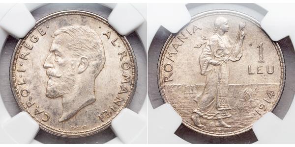 1 Leu Regno di Romania (1881-1947) Argento Carlo I di Romania (1839 - 1914)