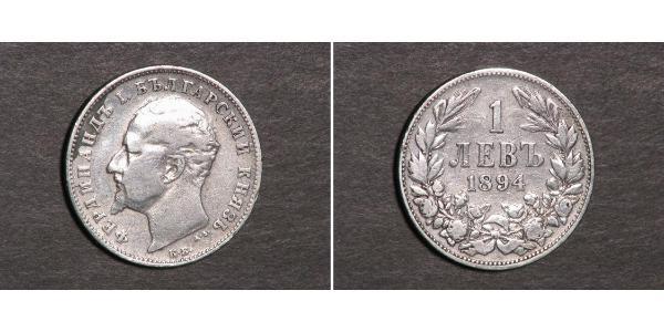 1 Lev Principality of Bulgaria (1878 - 1908) Argento Ferdinando I di Bulgaria (1861 -1948)
