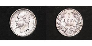 1 Lev Reino de Bulgaria (1908 - 1946) Plata Fernando I de Bulgaria (1861 -1948)