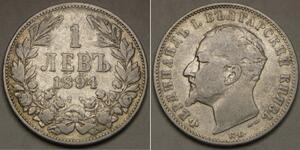 1 Lev Fürstentum Bulgarien (1878 - 1908) Silber Ferdinand I. von Bulgarien (1861 -1948)