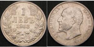 1 Lev Zarentum Bulgarien (1908 - 1946) Silber Ferdinand I. von Bulgarien (1861 -1948)